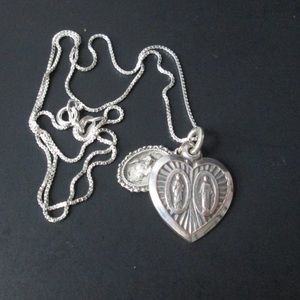 Vintage Religious Heart medal Necklace